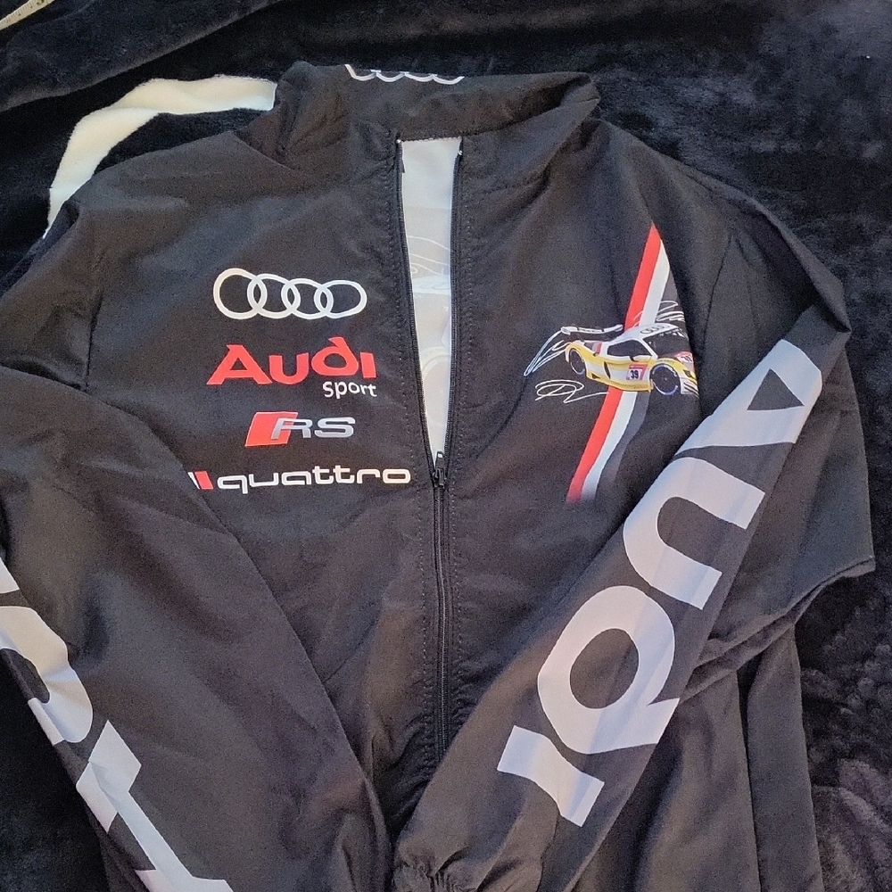Audi Sport Black Racing Zip-Up Jacket (Windbreaker) No Pockets